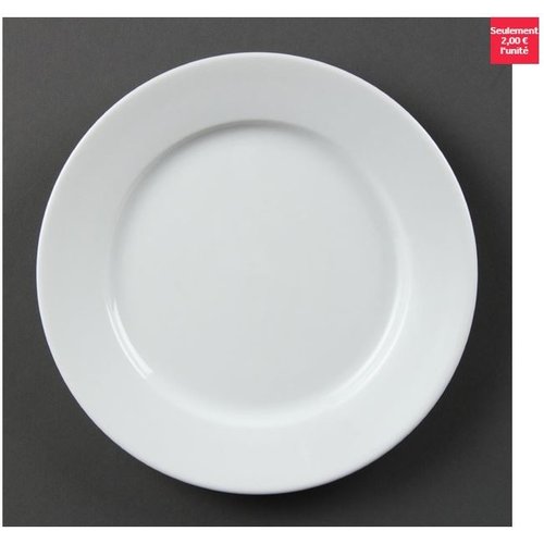  Olympia Assiettes à bord large blanches Olympia 202mm, lot de 12 