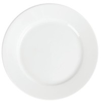 Assiettes à bord large blanches Olympia 202mm, lot de 12