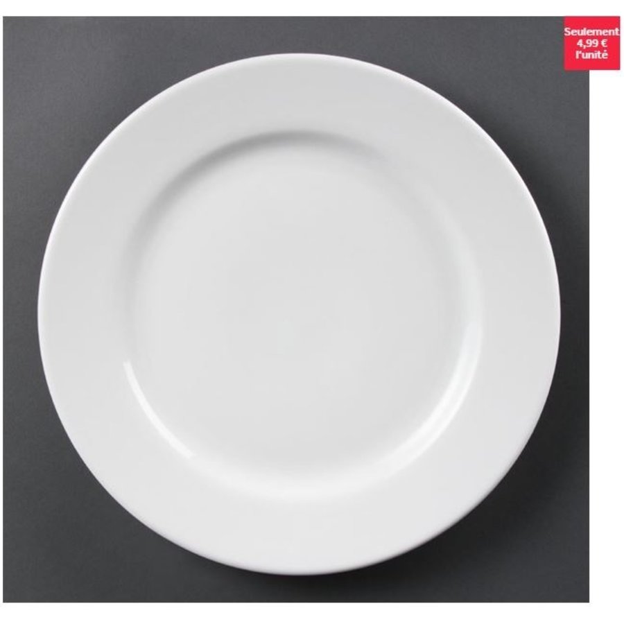 Assiettes à bord large blanches Olympia 310mm, lot de 6