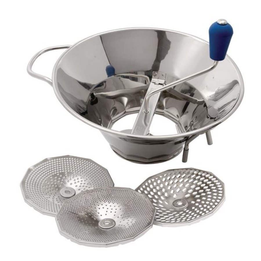 Moulins à légumes n°3 inox avec 3 grilles 1,5, 2,5 et 4 mm