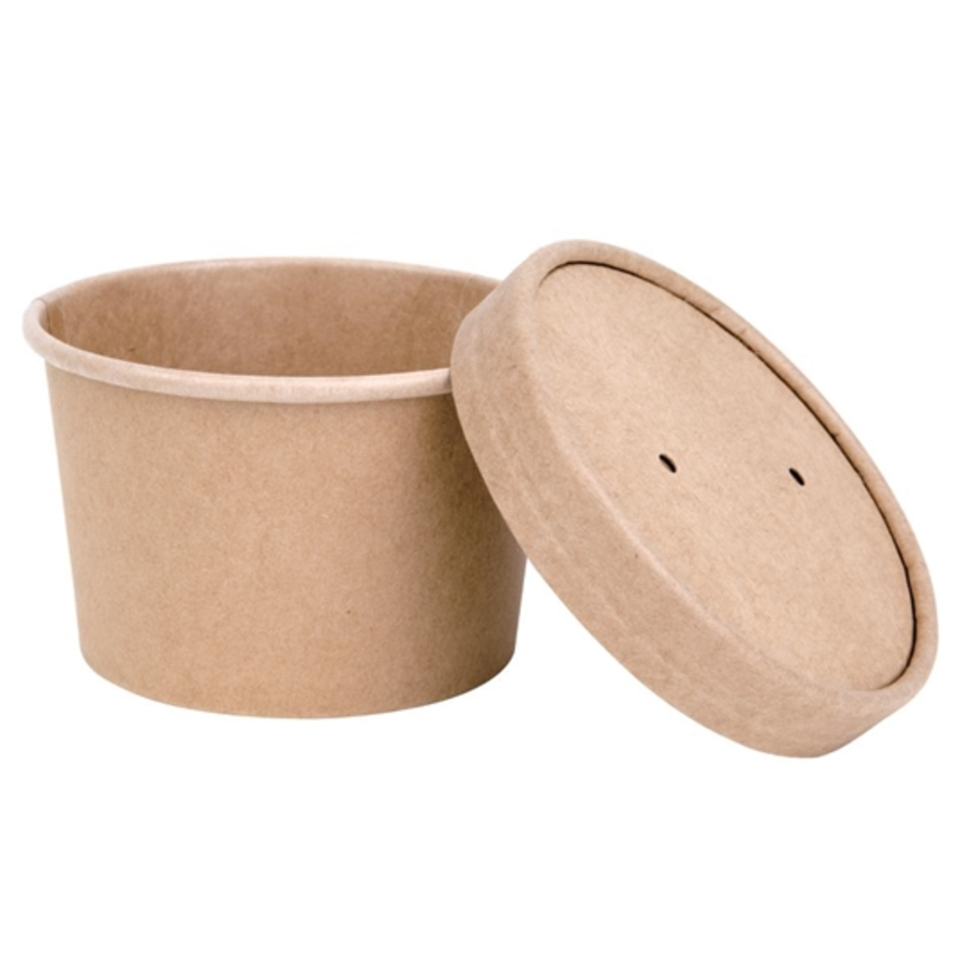 Couvercles en papier pour pots à soupe Fiesta Compostable 98mm | convient pour FB160 FB162 FB164 (lot de 500)