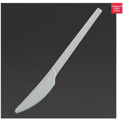  ProChef Couteaux blancs CPLA recyclables Vegware | lot de 50 | 16,5 cm 