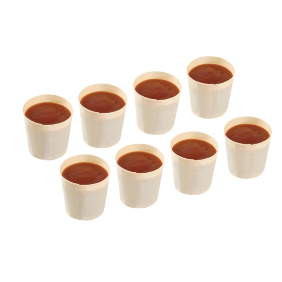 Pots à sauce en bouleau biodégradables Fiesta | 38ml | 40x40mm (Lot de 100)