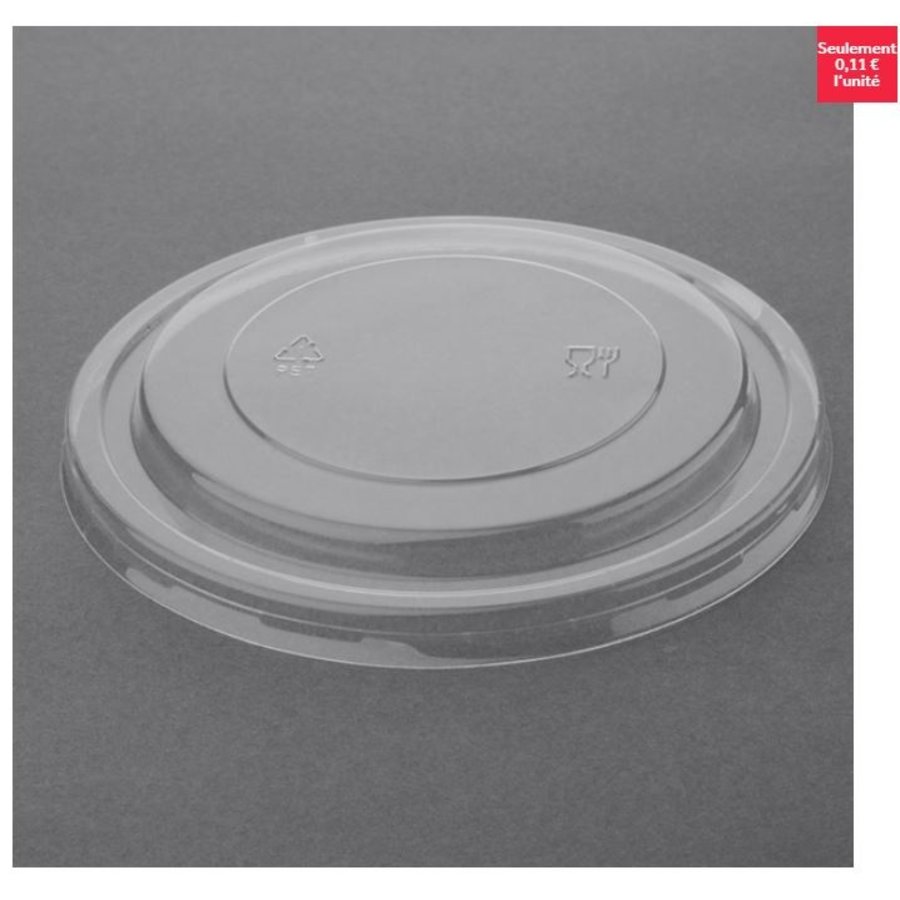 Couvercles en plastique transparent recyclable PET Fiesta Recyclable pour bols salade ronds  | 18mm ( Lot de 300)
