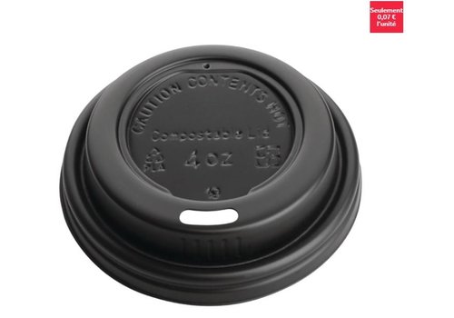  ProChef Couvercles noirs compostables en CPLA pour gobelets espresso 113ml Fiesta Green (x1000) 