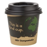 Couvercles noirs compostables en CPLA pour gobelets espresso 113ml Fiesta Green (x1000)