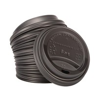 Couvercles noirs gobelets boissons chaudes CPLA compostables Fiesta Green 225 ml | 83 mm (lot de 1000)