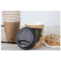 Couvercles noirs gobelets boissons chaudes CPLA compostables Fiesta Green 225 ml | 83 mm (lot de 1000)