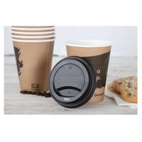 Couvercles noirs gobelets boissons chaudes CPLA compostables Fiesta Compostable 340 ml | 93mm (lot de 50)