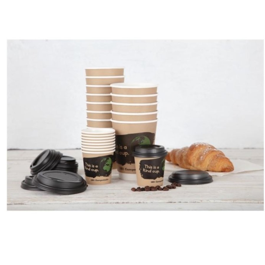 Couvercles gobelets boissons chaudes CPLA compostables Fiesta Green 340 ml (lot de 1000)