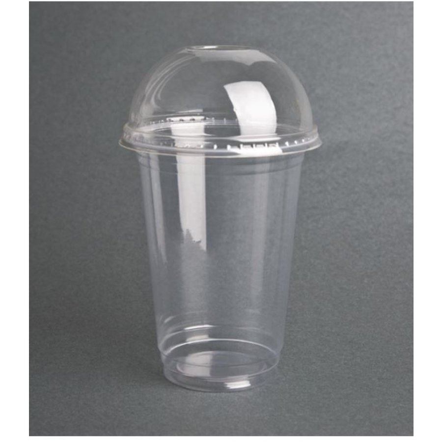 Couvercles dôme compostables transparents en PLA Fiesta Compostable pour gobelets 340/454/568ml | 48 x 100mm (Lot de 1000)