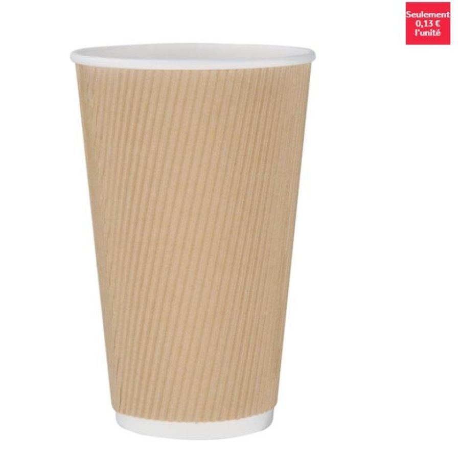 Gobelets simple paroi Fiesta kraft 455ml | 130mm (lot de 25)