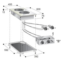 Plaque de cuisson Electrique encastrable 2 Plaques 40x60cm  4,1 kW