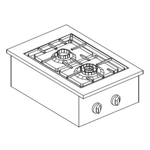  Combisteel Fourneaux à gaz encastrable 2 brûleurs 40 x 60cm 7kW 