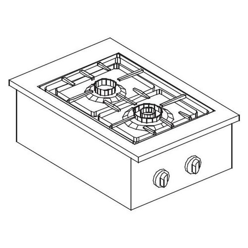  Combisteel Fourneaux à gaz encastrable 2 brûleurs 40 x 55cm 9,5kW 