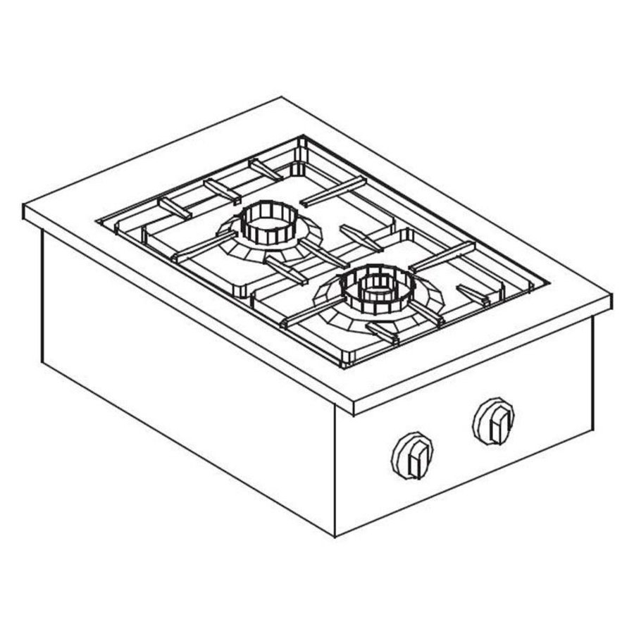 Fourneaux à gaz encastrable 2 brûleurs 40 x 55cm 9,5kW