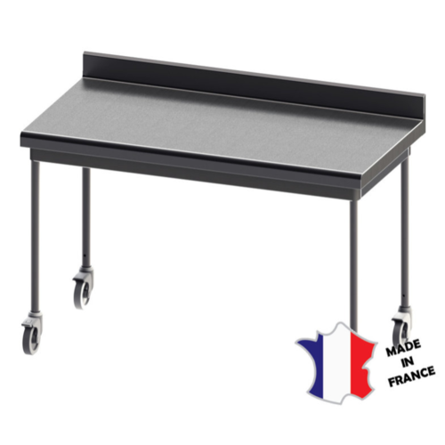  Sofinor Table démontable rayonnee | Inox | à dosseret | pieds ronds  sur roulettes inox | Plusieurs tailles 