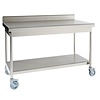 Sofinor Table démontable rayonnee | Inox | à dosseret | avec étagère basse | sur vérins inox