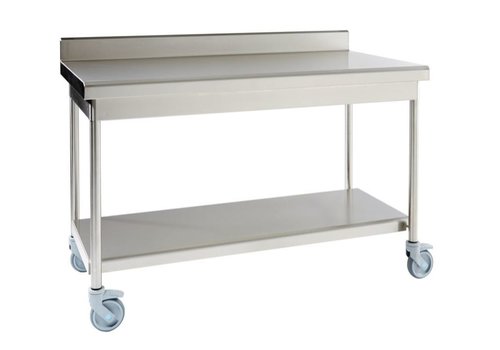  Sofinor Table démontable rayonnee | Inox | à dosseret | avec étagère basse | sur vérins inox 