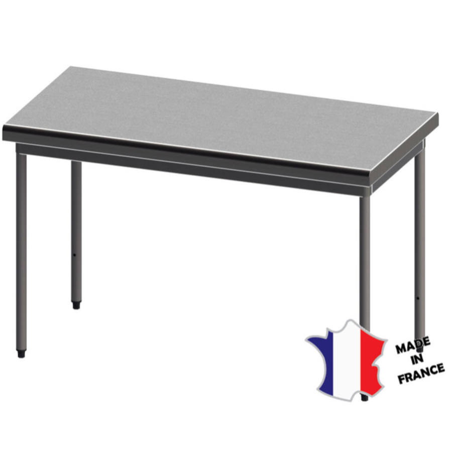 Table demontable rayonnee | Inox | centrale | pieds ronds | sur vérins inox | Plusieurs tailles