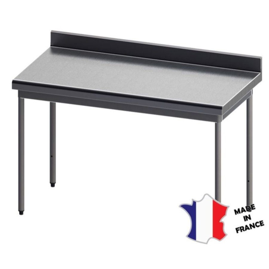 Table démontable rayonnee | Inox | à dosseret | pieds ronds | sur roulettes polyamide