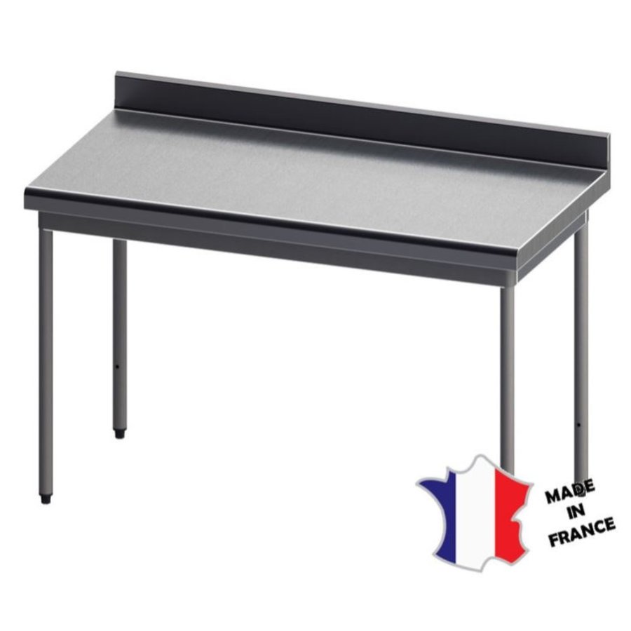 Table démontable rayonnee | Inox | à dosseret | pieds ronds | sur vérins inox