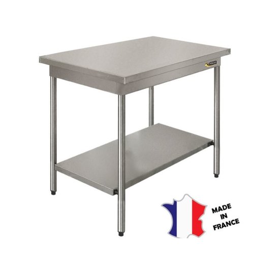  Sofinor Table demontable rayonnee | avec étagère basse | Inox | centrale | pieds ronds | sur vérins inox 