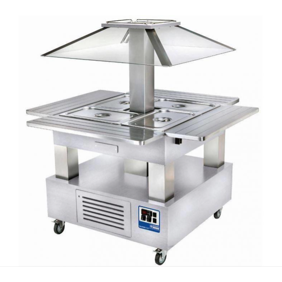 Ilot buffet chauffant blanc | bain marie