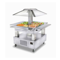 Ilot buffet chauffant blanc | bain marie