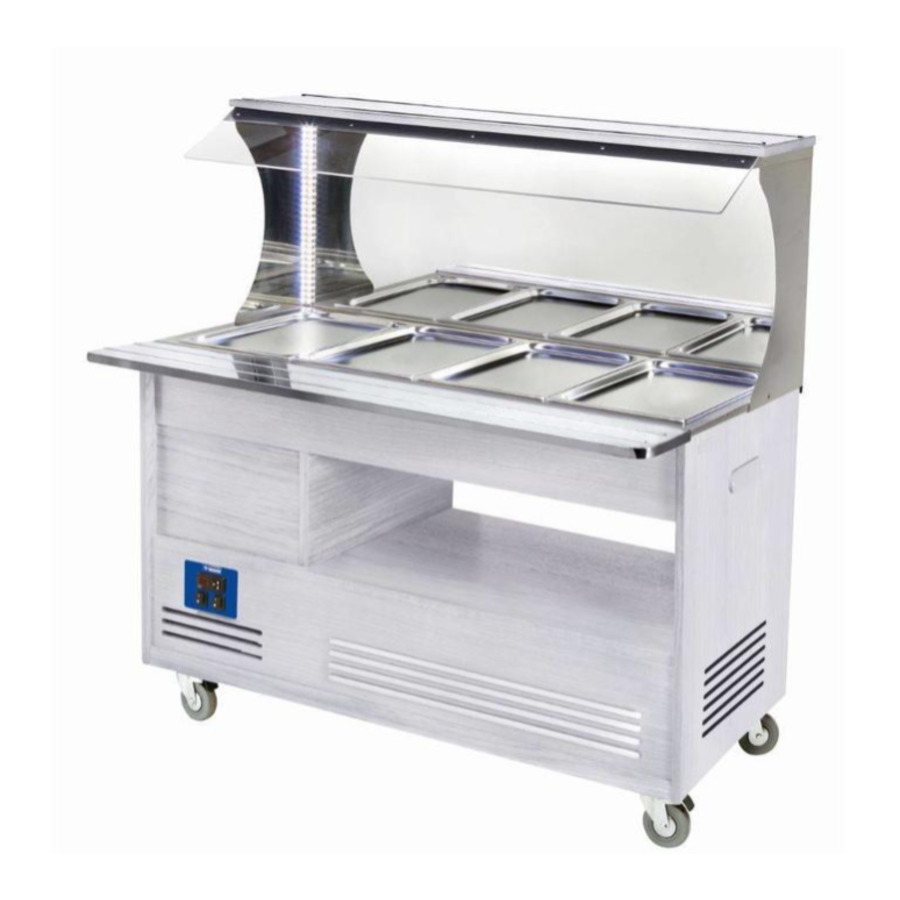 Buffet chauffant mural | bain marie | 4x GN1/1-150mm |bois blanc