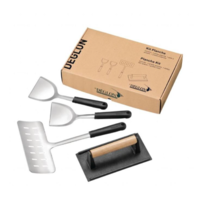 Kit Plancha | 4 Ustensiles | Inox et Fonte