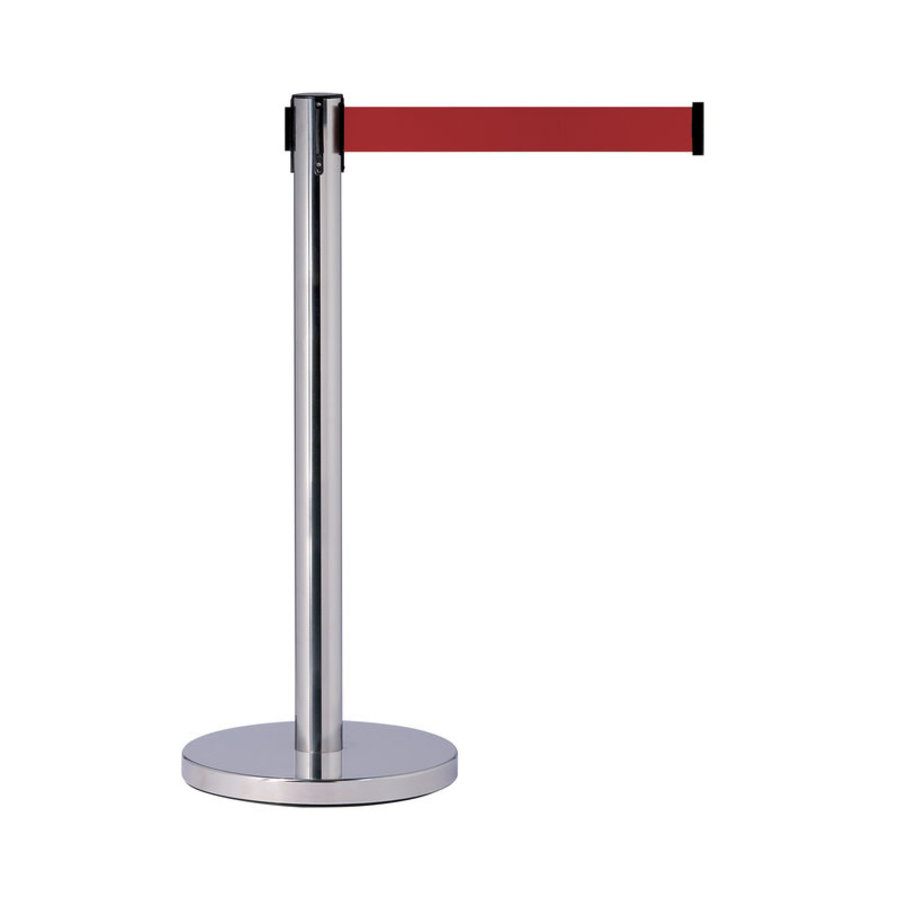 Poteau File d'Attente | Inox |  Sangle Extensible de L-2000mm | H-940mm