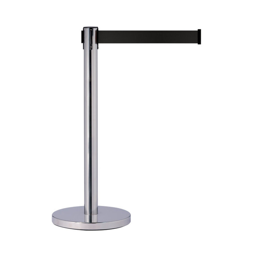 Poteau File d'Attente | Inox |  Sangle Extensible de L-2000mm | H-940mm