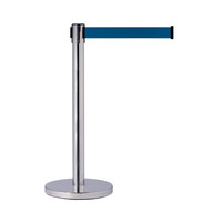 Poteau File d'Attente | Inox |  Sangle Extensible de L-2000mm | H-940mm