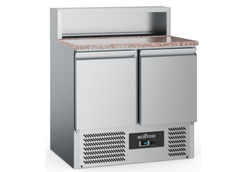  Ecofrost Comptoir Pizza 2 portes en acier inox | 90x70x107,5 cm | 5x1/6GN 