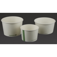 Bols à soupe / glace compostables en papier blanc Vegware 230ml | 60 x 90 mm | convient pour GH166 et GH167  (lot de 1000)