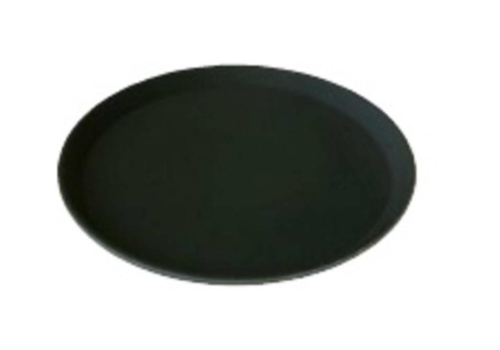 Plateau de service noir rond - polypropylène - couche antidérapant 410 mm