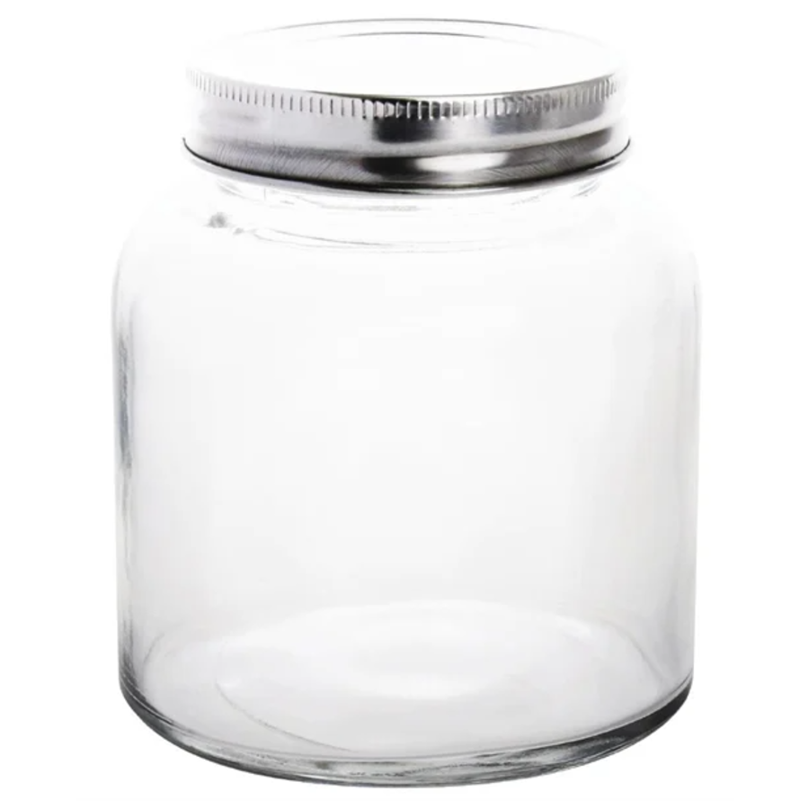Bocal en verre transparent avec couvercle à visser inox 600 ml