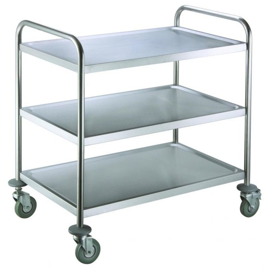 Chariot de service inox 3 niveaux 60x90 cm