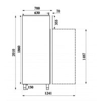 Frigo réfrigérateur inox 1 porte 201x70x49cm 400L