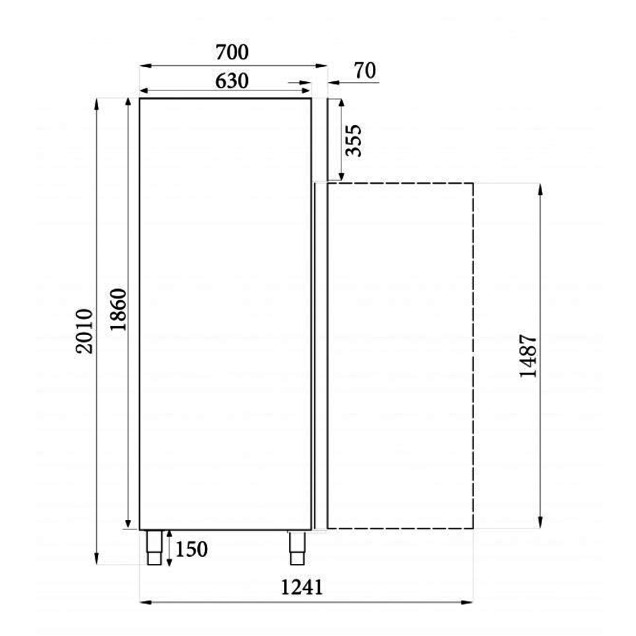 Frigo réfrigérateur inox 1 porte 201x70x49cm 400L