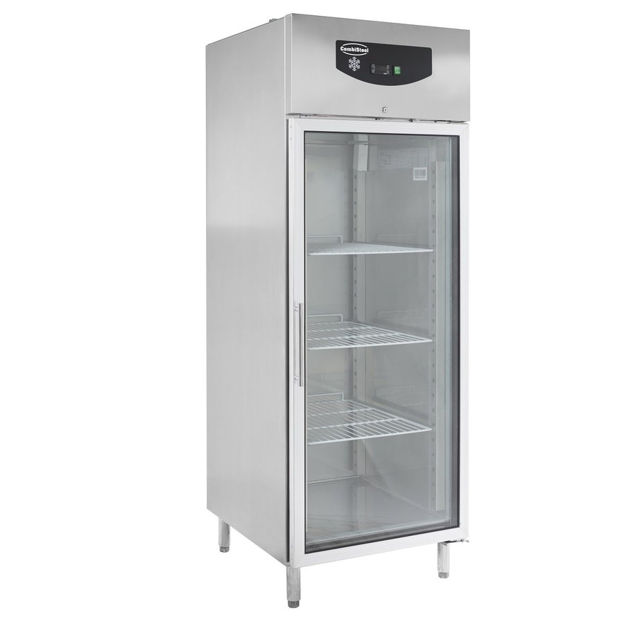 Réfrigérateur 1 porte battante vitrée acier inoxydable  597L