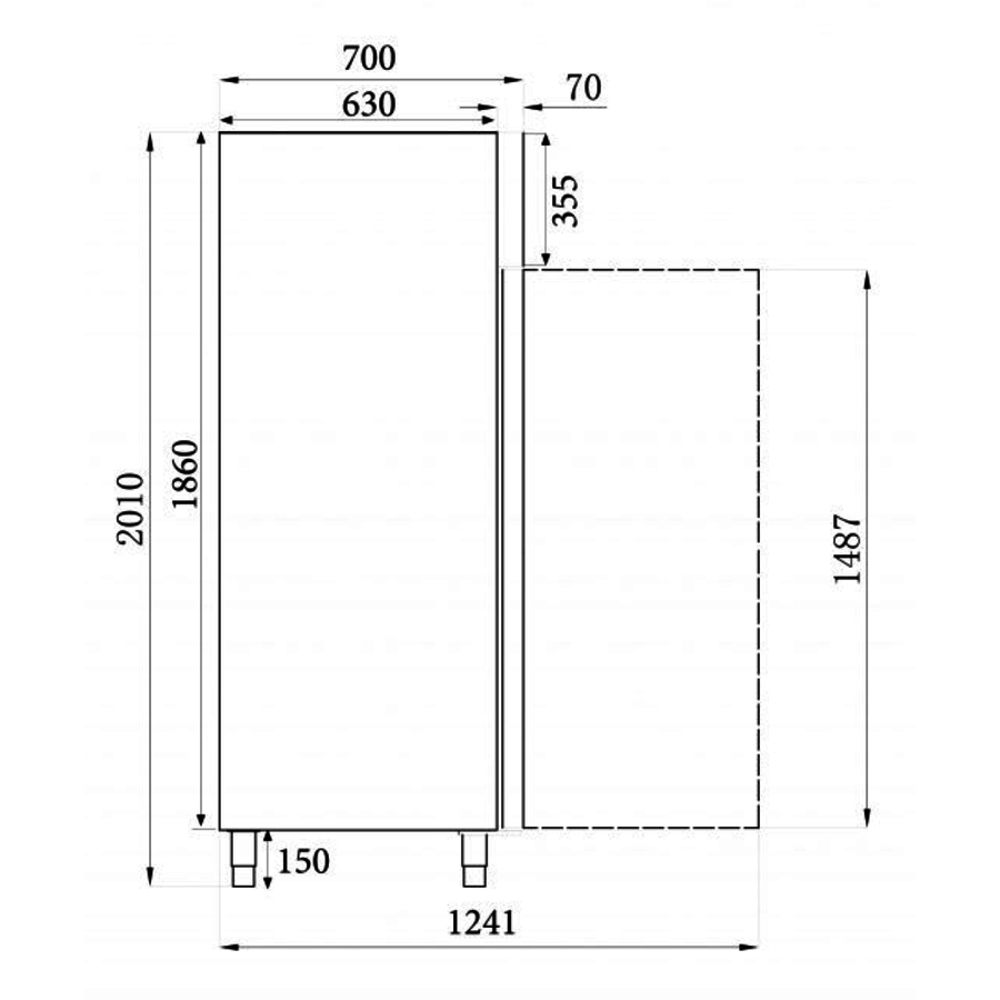 Congélateur professionnel Acier Inox 201x70x48,4cm 350Litres