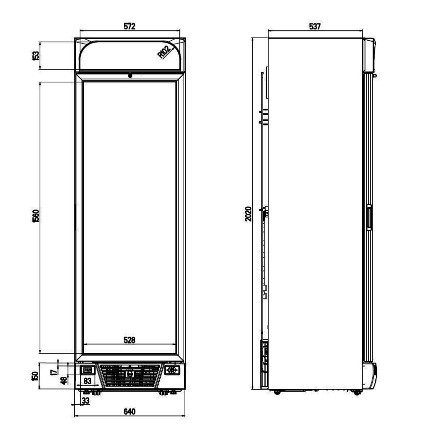 Congélateur 1 porte en verre Blanc 205,8x67x64cm 382L