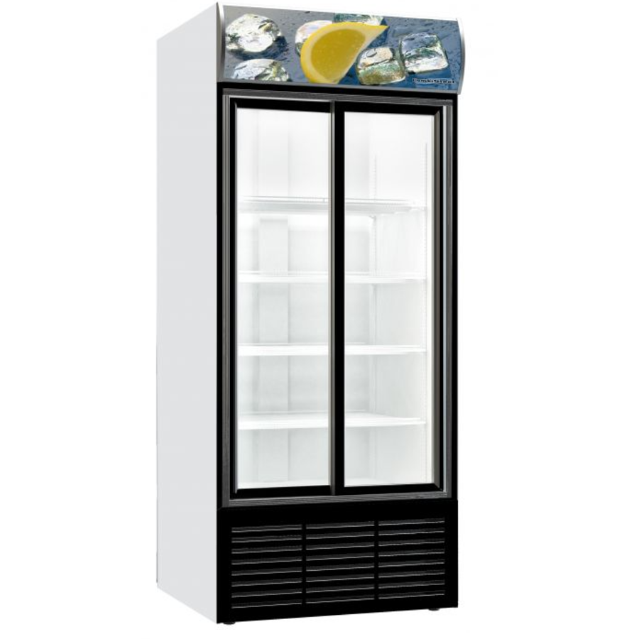Réfrigérateur avec portes coulissantes en verres