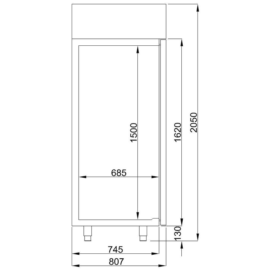 Réfrigérateur 1 porte vitrée | acier inoxydable | 700L Verrouillable