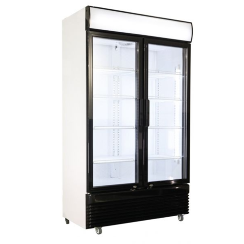  Combisteel Vitrine pour Boissons Double-portes en verre Noir Blanc 750L 