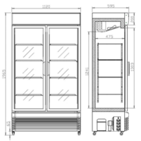 Vitrine pour Boissons Double-portes en verre Noir Blanc 750L