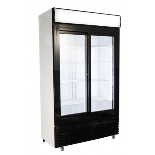  Combisteel Armoire à Boisson 2 Portes Vitrées Coulissantes Gris Noir 750L 