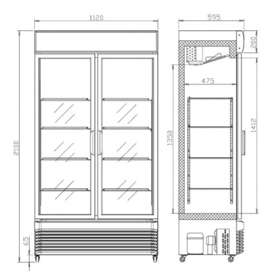 Armoire à Boisson Portes coulissantes vitrées Blanc Noir 780 L